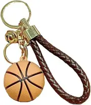 [QRH] 3D Basketball Keychain Novelty Sports Ball Keyring Colorful Resin Basketball Tinkle Bell Keychain Sports Fans Accessories