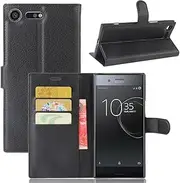 Sony Xperia XZ Premium, MAXCASE Wallet Case with SlimCase - [Folio Style] PU Leather Wallet case with Card Holder Slot for Sony Xperia XZ Premium (Black)