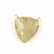 Bezel Gem Links - Gold Vermeil -Large Trillion-18mm- Gold Rutilated Quartz -1pc