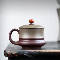 在飛比找蝦皮購物優惠-【暢陶】宜興紫砂杯泡茶杯手工紫砂蓋杯豆青砂粉漿紫泥茶杯 39