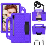 For Samsung Galaxy Tab S8 (2022)/Tab S7 (2020) Case, Armour Cover, Stand & Strap, Purple