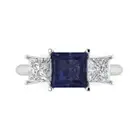 2.62 ct Princess Cut Sapphire Gemstone Three-Stone Promise Ring White Gold