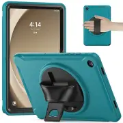 For Samsung Galaxy Tab A9+/A9 Plus Hand Strap Case, 11 inch SM-X210 X215 Rotating Stand Shockproof Case Cover (Cyan Blue)