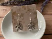 Pair of drop Tibetan sea shell earrings with 925 silver hooks