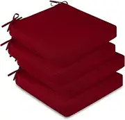 downluxe Waterproof Outdoor Chair Cushions Set of 4, 19" x 19" x 3" Patio Chair Cushion with Non-Slip Ties & Handle, Square Outdoor Cushion for Patio Furniture with Removable Cover, Burgundy