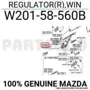 W20158560B Genuine Mazda REGULATOR(R),WIN W201-58-560B