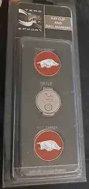 Team Effort Golf Ball Markers and Hat Clip Set Azizona Razorbacks Logo