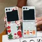 Phone Case For Samsung Galaxy Z Flip6 Flip5 Flip4 Clear Silicone Christmas Cover