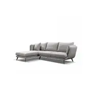 Modern Furniture RANNI 3 Seater Sofa With Left Chaise - Warm Grey