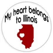 My Heart Belongs To Illinois - 3 Pack Circle Stickers 3 Inch - State Pride