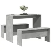 Dining Table and Bench Set Concrete Grey Engineered Wood Easy Maintenance 55533