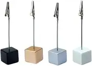 4 Pcs Memo Clip Holders Stand with Alligator Clasp Pictures Card Paper Note Clip for Office Home Use, Paper Stand for Desk, Office Memo Holders