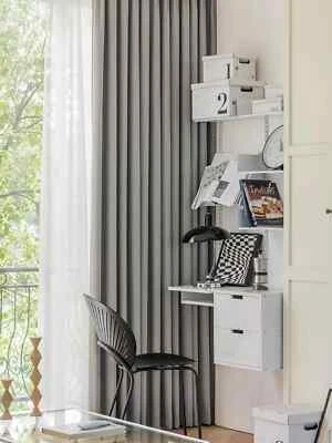 Hook and Loop Fastener Modern Living Room Curtains Full Blackout Fabric Finished