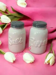 Salt And Pepper Shaker Set Farmhouse Modern New White Color Woodland Farmhouse