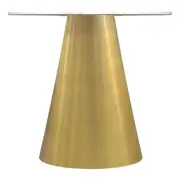 Coaster Avon Round Marble Top Stainless Steel Side End Table in White