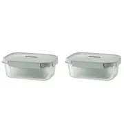 2x 3pc LocknLock Nestopia 500ml/2.7L Rectangular Food Container Set Clear/Green