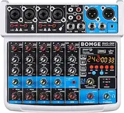BOMGE 6 Channel mini DJ Audio sound mixer console with USB interface, Bluetooth, Stereo Recording, 48V Phantom Power, 24 DSP effects for karaoke, singing, live，streaming，pc recroding. (white)