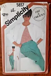 Vintage Simplicity Pattern 5837 Misses' Pants & Jacket Sewing Project (H)