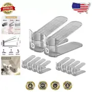 Height Adjustable Space-Saving Shoe Rack - 10 Pack Clear Organizers in Grey