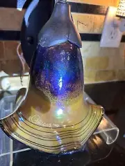 Todd Phillips Iridescent Hand Blown Glass Lamp Shade Signed-Set As Sconce
