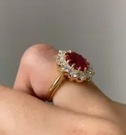 3.72 Ct Real Natural Ruby Diamond Wedding Awesome Ring 14K Gold Plated