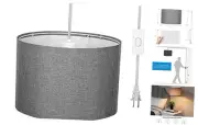 Plug in Wall Light, Hanging Lamp with 15ft Clear Cord, On/Off Switch Gray