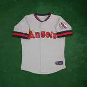 California Angels Men's Cooperstown Throwback Grey Road Jersey w/ Team Patch