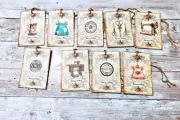 9~Vintage~Ephemera~Shabby Sewing~Junk Journal~Linen Cardstock~Gift~Hang~Tags