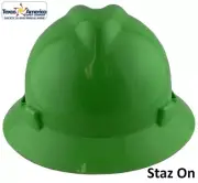 MSA V-Gard Full Brim Hard Hats with Staz-ON Suspensions - Lime Green