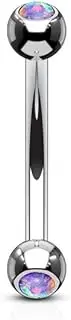 [PiercedOff] 316L Surigical Steel Curved Barbell with Synthetic Opal Set Balls