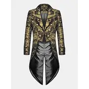 Men's Casual Blazer Black Gold Vampire Gothic Plus Size Jacket Showman Tuxedo Tailcoat Dress Frock Coat Steampunk Victorian