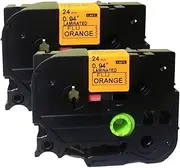 NEOUZA 2Pk Compatible for Brother P-Touch Laminated Tze Tz Label Tape 24Mm X 8M (Tze-B51 Black On Orange Fluorescent)