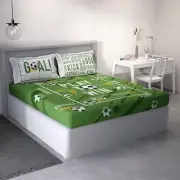 Pack of 1 Kids Football Cotton Double Bedsheet with 2 Pillow Covers - Green
