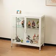 OSJ Collection Case, Collection Shelf, Glass Display Cabinet, Stylish, Adjustable Shelf Height, Tempered Glass, Width 31.5 x Depth 13.8 x Height 33.9 inches (80 x 35 x 86 cm), White