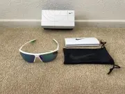 NIKE CW4665-103 TEMPEST SUNGLASSES With Mirror Green Lenses White Green Frame
