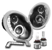 For 02-06 Mini Cooper Halo Projector Black Headlights Lamp w/Bumper DRL+LED Bulb (for: Mini)