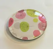 Pink & green springtime flowers 5cm glass stone paperweight, 100% handmade