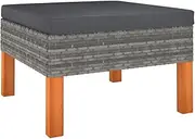 Generic Footstool Poly Rattan and Solid Eucalyptus Wood