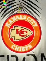 16" Kansas City Chiefs 3D LED Lighted Sign Neon Lamp Beer Bar Hanging Man Cave