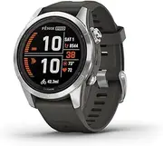 Garmin Fenix 7S Pro Solar, Silver Stainless Steel with Graphite Silicone Band