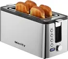 Mecity 4 Slice Long Slot Toaster with Countdown Timer and Removable Tray (Grey)
