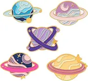 [yuksok] 5x Planet Enamel Pins Decor Jackets Clothes Lapel Pin Badge Moon Star Brooch Pins Kids Gifts
