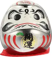 [Luxshiny] Japanese Daruma Doll Dharma Collectible Figurine Mini Ceramic Good Luck Wobbling Statue Nonslip Base Traditional Zen Statue Fortune Charms Car Decor White