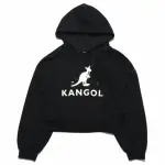 【KANGOL】上衣 帽T 黑 連帽 短版 連帽 袋鼠 棉 休閒 女(6052105120)