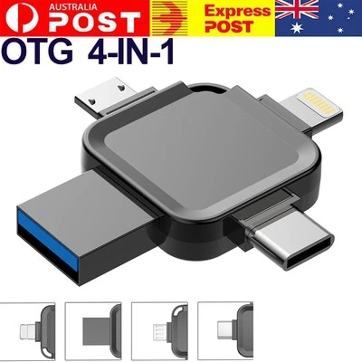 2TB 1TB USB 3.0 Flash Drive 4 IN1 Memory Stick for iPhone X 15 16 Android Type C