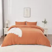 Linenova Pre-Washed Rust Quilt Cover Set