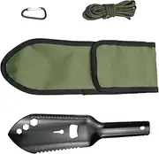 NC 3Pcs Portable Hiking Trowel with Storage Bag Rope Carabiner Lightweight Mini Shovel Camping Shovel Gardening Hand Tool - Black