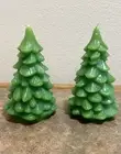 Vintage Wax PAIR Of Christmas Tree Juniper Wreath Trim A Home K-Mart CANDLES