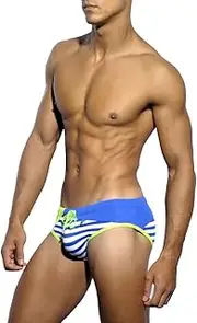 [UXH] Brand Sexy Men Swimwear Padded Mens Swim Briefs Front Removable Pad Push Up Cup Gay Bikini Bottom