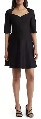 Nicole Miller Nordstrom Small Short Sleeve Sweetheart A Line Dress Zip Back New